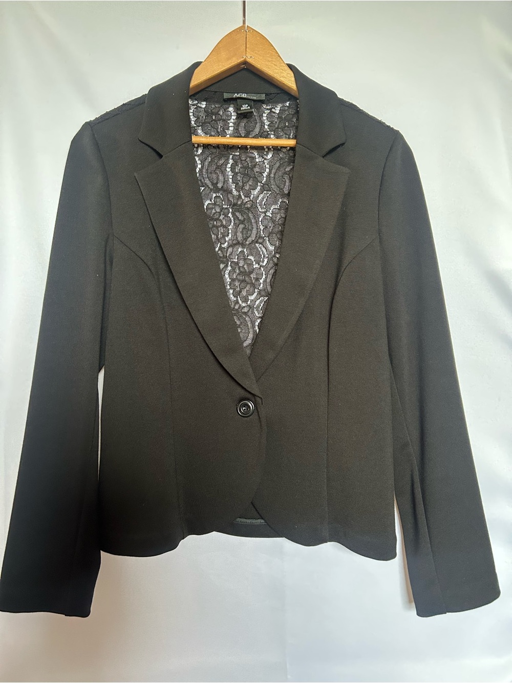 AGB Black Women's Single-Button Blazer with Lace Back